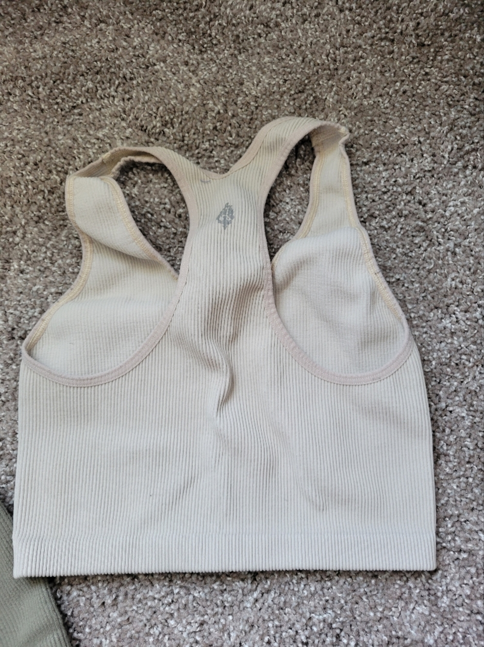 x2 Free People Movement Ribbed Racerback Bras Size M Green And Tan - Picture 6 of 8
